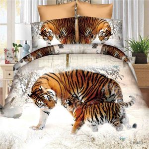 Volwassen Dekbedovertrek Bed Cover 4 Delige Set Beddengoed Kat Bont 3D Gedrukt Animal King Size Enkel Dubbel Beddengoed platte