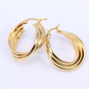 Top Glad Twee Stijlen Rvs Oorringen Grote Cirkel Mode Sieraden Voor Vrouwen Goud Kleur Oorbellen LH701