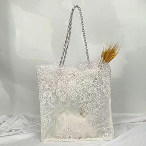 Sac A Main Geborduurde Opengewerkte Frosted Zijde Stro Handtas Zee Strand Kant Zak Messenger Bags Voor Vrouwelijke