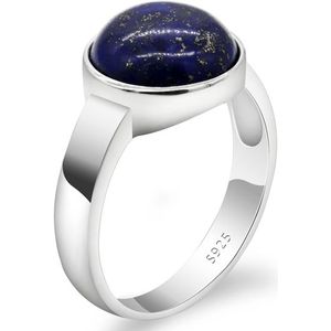 S925 Sterling Zilver Blauw Natuursteen Ringen Vintage Lapis Lazuli Massief Zilveren Mannen Vrouwen Ring Sieraden voor Engagement