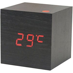 Slt-6029 Vierkante Houten Klok Met Voice Control Vierkante Houten Klok Creatieve Mute Wekker Led Wandklok