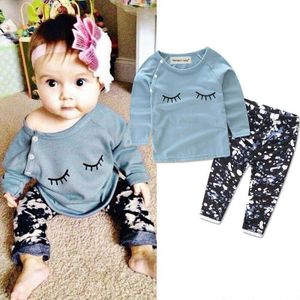 Focusnorm 2 Stuks Peuter Kids Baby Meisjes Jongen Kleding Sets Outfits Lange Mouwen Print T-shirt Tops + Bloemen Leggings Broek 0-24M