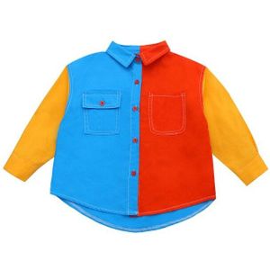 Mode Kleuraanpassing Unisex Actieve Shirts Sring En De Herfst Volledige Turn-Down Kraag Patchwork Kinderen 'D Kleding Kinderkleding