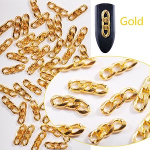 3 Sectie Keten Nail Art Legering Accessoires Goud En Zilver Punk Wind Platte Ketting 4X14 Mm Nail Chain ornamenten