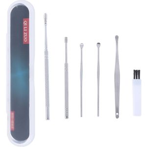 1/6Pcs Set Rvs Spiraal Draagbare Earpick Lepel Oor Tikken Oor Clean Ear Wax Remover Oor Zorg beauty Tool Kit