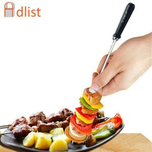 4/6/10/12pcs Rvs Barbecue Spies Shish Kabob Sticks Platte Metalen BBQ Stok Slide disc Verwijdert Voedsel 20.5 ''52 cm