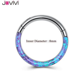 Jovivi Rvs 16G Twist Scharnierende Clicker Neus Septum Ring Synthetische Opal Hoop Wenkbrauw Lip Oor Ringen Body Piercing sieraden