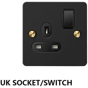 Atlectric Uk Socket Met Schakelaar Zwart Gekartelde 110-250V Stopcontacten Outlets Rvs Stopcontact Stekkers