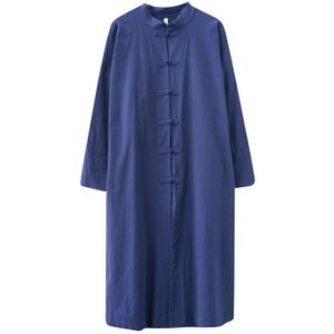 Traditionele Chinese Kleding Voor Vrouwen Lente Herfst Katoen Lange Mouwen Single-Breasted Losse Top Meditatie Thee Kleren
