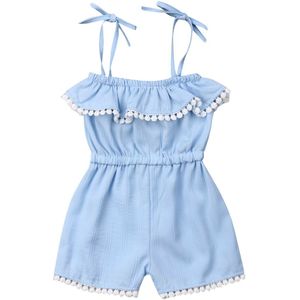 1-7Y Baby Baby Meisjes Zomer Mouwloze Kwastje bal Ruche baby meisje Jumpsuit Overalls Jumpsuits Kleding Outfits