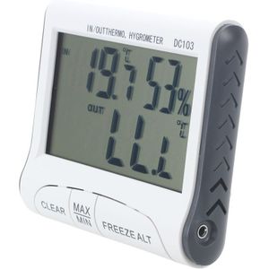 Lcd Digitale Thermometer Hygrometer Vochtmeter En Bedrade Temperatuur Met Externe Sensor Wit