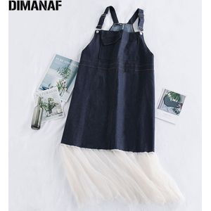 Dimanaf Zomer Oversize Vrouwen Jurk Denim Spliced Lady Vestidos Mouwloze Casual Losse Plus Size Vrouwelijke Kleding Zonnejurk