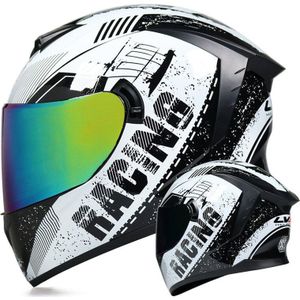 Motorhelm Met Dual Lens Full Face Motor Cafe Racer Spoor Chopper Dirt Bike Mtb Atv Enduro Racing Capacete De moto