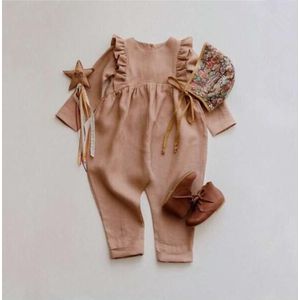 Baby Romper Herfst Winter Jongens Meisjes Leuke Vlas Lange Mouw Jumpsuit Baby Baby Mode Kleding