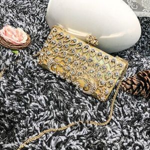 Luxe Diamant Pauw Mode Dames Party Clutch Avondtasje Mini Chain Purse Handtas Crossbody Messenger Bag