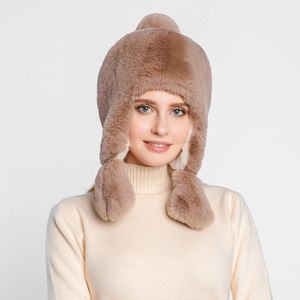 Winter Vrouwen Bomber Hoeden Fluwelen Warm Verdikte Oorkleppen Wit Winter Hoeden Voor Vrouwen Russische Bommenwerper Hoed Oorklep Caps