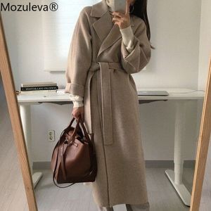 Mozuleva - Retro - Wollen Jas - Lange - Vrouwen - Warm - Volledige Mouw - Notched - Oversized
