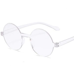 Vintage Zwarte Ronde Zonnebril Vrouwen Zonnebril Vrouwelijke Randloze Jelly Transparante Kleur Spiegel Oculos De Sol