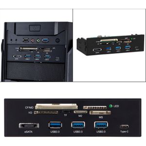 Interne Kaartlezer Voorpaneel Hub Met 3 Usb 3.0 Poorten Ondersteunt M2 Sd Ms Xd Cf Card High Speed voor Computer