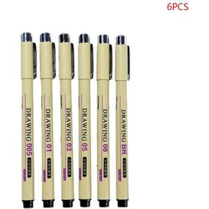 6/7/8/9Pcs Zwarte Technische Grafische Fijne Haak Lijn Schilderij Tekening Pen Schets Inkt Marker pennen Art Supplies M5TB