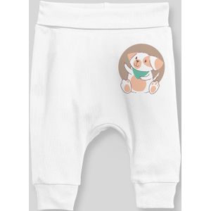 Angemiel Babysitting Flörlü Hond Baby Boy Harembroek Pantalon Wit