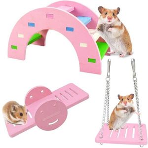 Hamster Speelgoed Houten Regenboog Brug Wip Schommel Speelgoed Klein Dier Activiteit Klim Speelgoed Diy Hamster Kooi Accessoires