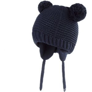 Baby Winter Warme Muts Peuter Effen Kleur Leuke Gebreide Muts Kinderen Beanie Cap Oorklep Oor Bescherming Motorkap Voor 12-24 Maanden Baby