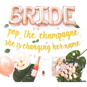 1 Set Bachelor Party Decoratie Kit Glitter Banner Folie Brief Ring Champagne Ballon Rose Goud Confetti Ballon Voor Bruid Om worden