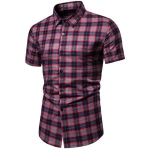 Kancoold Shirt Mens Plaid Gedrukt Splicing Kleurrijke Streep Korte Mouwen Revers Zomer Losse Camisas Shirts Voor Mannen Jun24