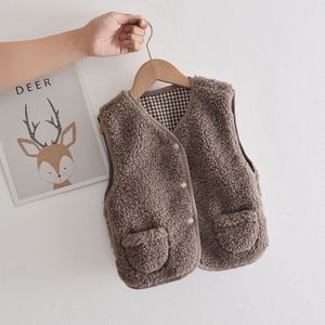 Jongens En Meisjes Vesten, Kinderkleding Jassen, Kinderen Vesten, double-Layer En Najaar Lam Kasjmier Baby P5824