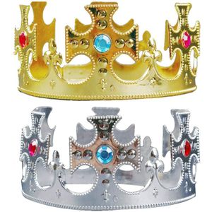 2Pcs Party Tiara Koninklijke Prinses Prins Koning Kroon Hoeden Verjaardag Decor Voor Kinderen Volwassenen Jongens Meisjes Kids