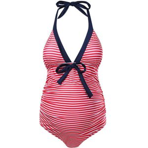 Brand Badmode Voor Moederschap Vrouwen Sexy Diepe V Streep Print Bikini Badpak Beachwear Zwangere Pak Badpak
