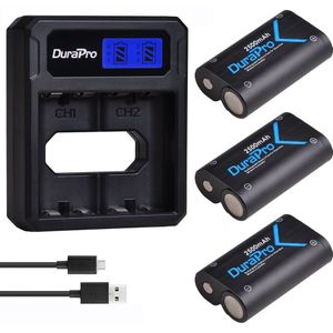 3x Batterij Voor Xbox One / Xbox One S / Xbox One X /Xbox One Elite Draadloze Controller Gamepads + Lcd Usb Charger
