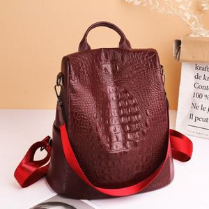 Vrouwen Rugzak Grote Vrouwelijke Back Bag Embossing Krokodil Pu Lederen Plecak Damski Reistassen Tiener Meisje Schooltas