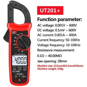 UNI-T UT201 +/UT202 +/UT203 +/UT204 +/UT202 + 400-600A digitale stroomtang; automatische range true RMS hoge precisie multimeter