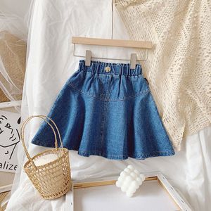 Meisjes Denim Mini Rok Zomer Casual Peuters Elastische Taille A-lijn Party Knop Jeans Rok Mode Baby Meisje Kleding