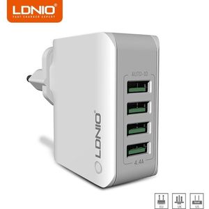 LDNIO A4403 5 V 4.4A 4-Poort Universele USB Wall Charger Adapter voor Slimme Mobiele Telefoon Oplader voor iPhone X Huawei