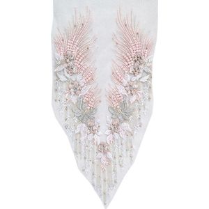 Kant Applique 3D Kralen Geborduurde Bloemen Strass Voor Trouwjurk Jurk Diy