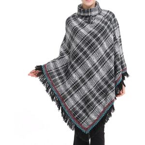 Lange kwast hoge kraag shawl jas losse jas dikke gestreepte trui herfst