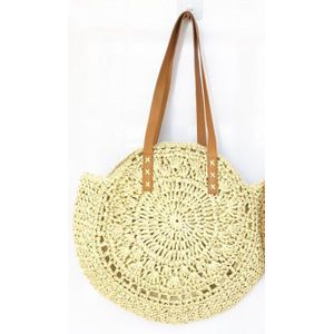 Vrouwen Boho Geweven Handtas Zomer Strand Tote Strozak Ronde Rotan Schoudertassen