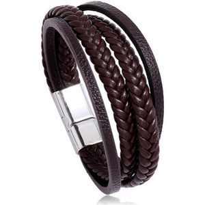 Trendy Mannen Lederen Armbanden Multi-layer Handwoven Weave Braslet Hiphop Rock Mannelijke Brazalete Aanwezig Voor Vriendje Bijoux Homme