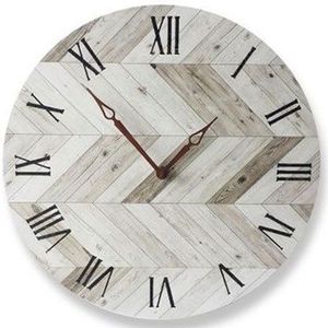 11Inch Vintage Digitale Klok Europese Retro Vintage Diy Decoratieve Houten Vintage Wandklok