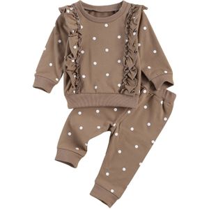 Pasgeboren Kinderen Jongen Lange Mouw Ruches T-shirt Broek Lente Baby Jongens Meisjes Stippen Kleding Set Peuter Meisjes Outfits Set 0-24M