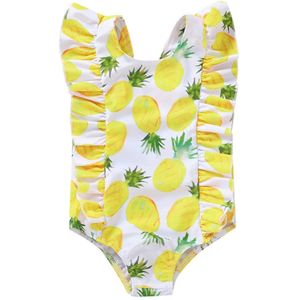 Zomer Kinderen Baby Baby Meisjes Fruit Gedrukt Ruches Bodysuit Een Stuk Bikini Badmode Badpak Badpak Beachwear # P4