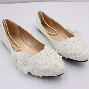 Plus-Size Flats Als Warme Broodjes Bruiloft Platte Hakken Witte Bruids Schoenen Handgemaakte Bruiloft Schoenen in ChinaBH175