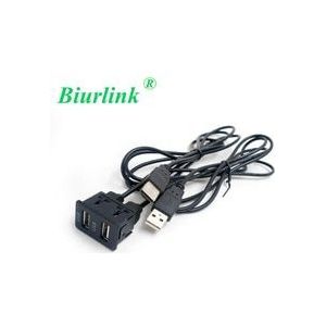 Biurlink Universele 100Cm Auto Cd Dual Usb Interface Panel Verlengkabel Voor Volkswagen Toyota Bmw Peugeot Mazda Suzuki Honda