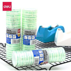 Deli 12 Stks/pak Transparante Tape Gordijnen Heldere Afdichting Sticky Rolls Home Office Verpakking School Briefpapier Plakband 1.2 Mm