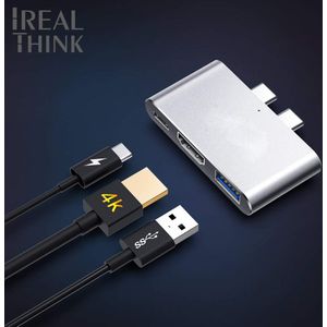 Irealthink Dual Usb C Adapter Thunderbolt 3 Hub Hdmi Adapter Pro Dock Splitter Usb Hub Type C Voor Macbook air