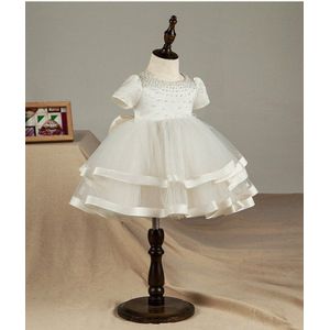 Pasgeboren Baby Meisjes Gown Voor Doopsel 1st Verjaardag Baby Jurken Kralen Tulle Party Prom Peuter Meisje Party Jurken