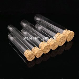 10Pcs Transparant Ronde Bodem Glazen Reageerbuis Met Kurk Lab Platte Mond Verdikte Glazen Buis Buitendiameter 20/25/30Mm